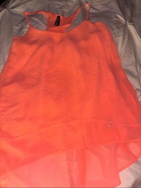 Vanity Lightweight Neon Orange Dressy Racerback Sheer Tank Top -